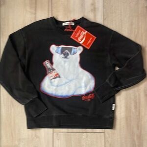 NWT The Laundry Room Coca Cola Faded Black Sweater with Polar Bear Design